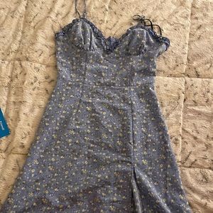 Flowered midi dress w/slit